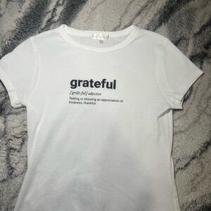 White 'Grateful' Graphic Short Sleeve Tee